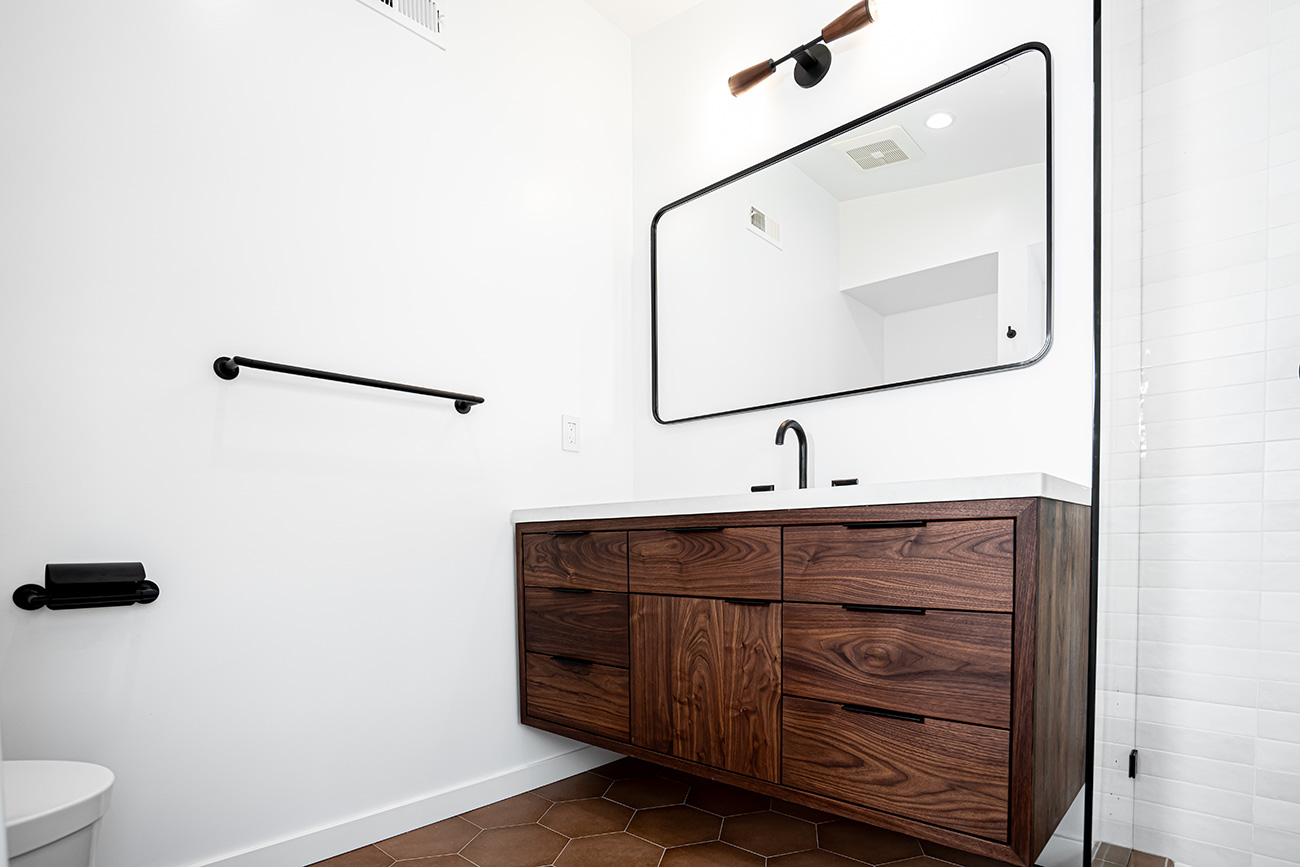 Master Bathroom remodeling in Santa Monica, Vanity and Mirror