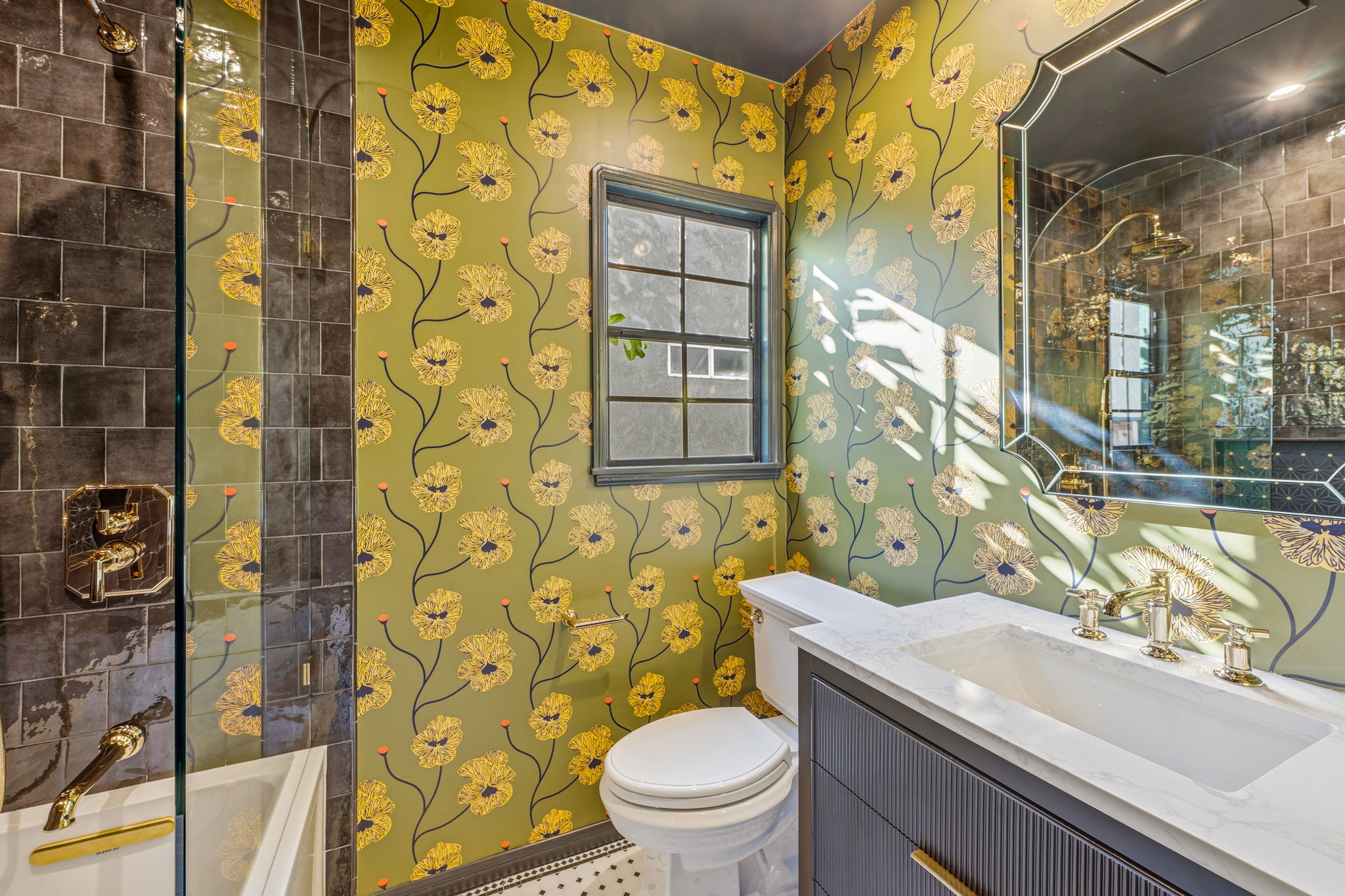 - Oasis Builders, Inc. Bathroom Remodel Long Beach Olive Wallpaper