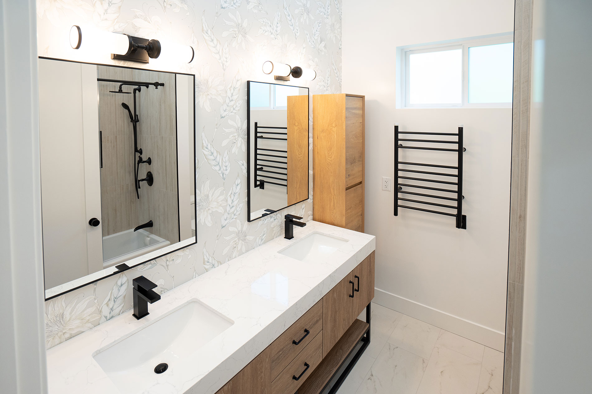 - Oasis Builders, Inc. Bahia Bat Vanity in Oak ADU Master Bathroom