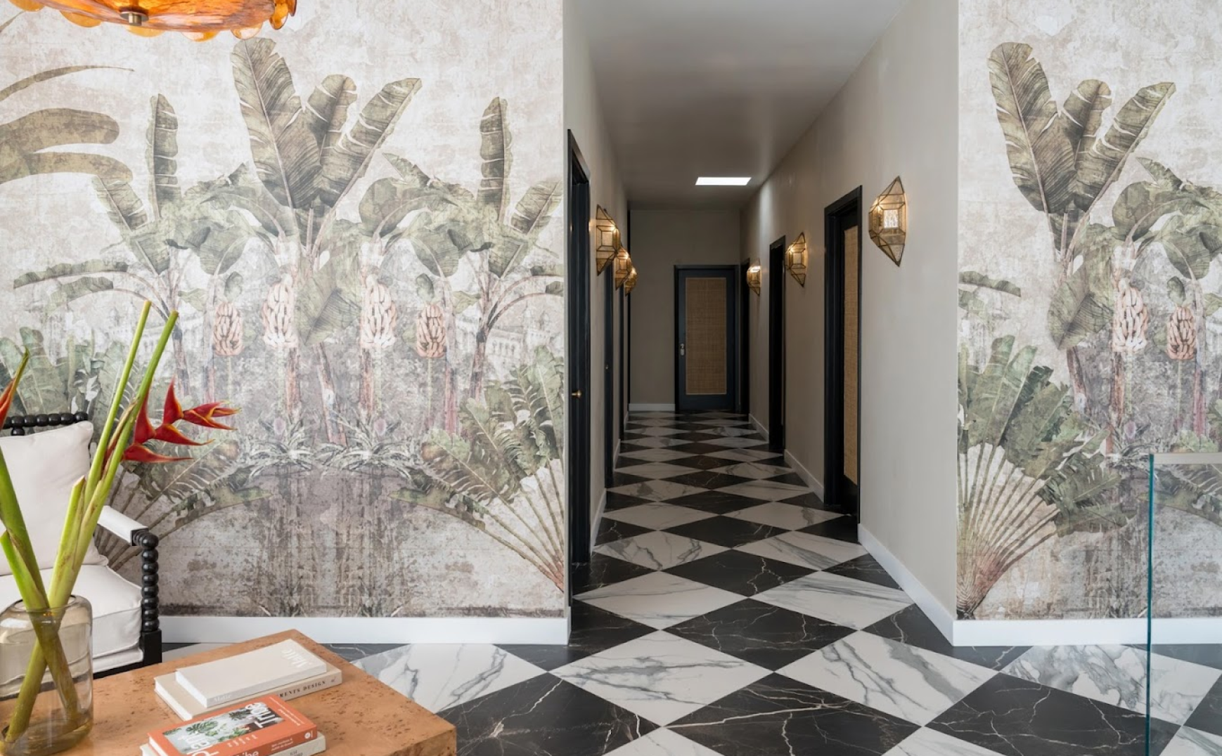 - Oasis Builders, Inc. Tropical botanical mural wallpaper