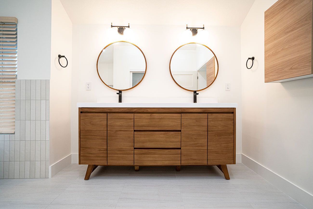 - Oasis Builders, Inc. Avanity Coventry 72 bathroom vanity in Natural Teak